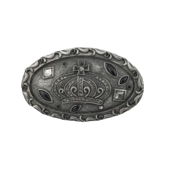 Design Belt Buckle Crown with rhinestones - Made in Italy - frontview